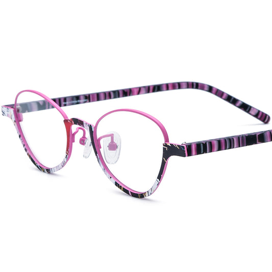 Acetate Titanium Cat Eye Optical Glasses Frame - Pink - MCROONS