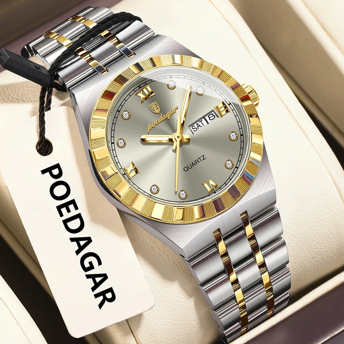 Poedagar 794 Women's Luxury Quartz Watch – Stainless Steel Band, Waterproof, Luminous, Date