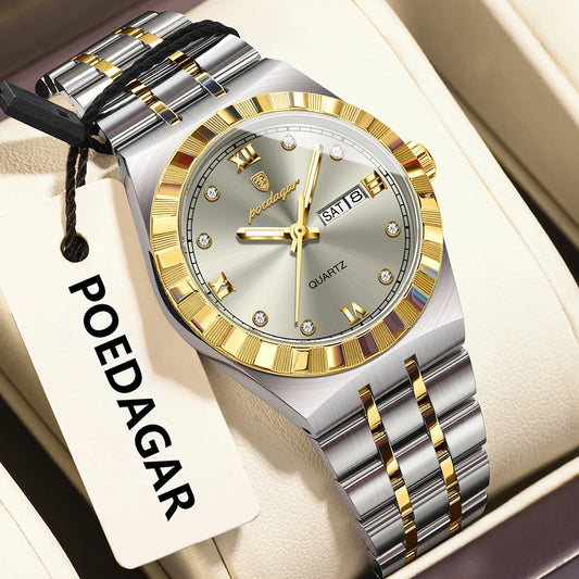 Poedagar 794 Women's Luxury Quartz Watch – Stainless Steel Band, Waterproof, Luminous, Date