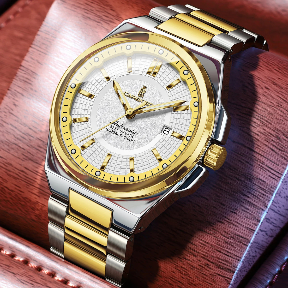 Poedagar C122 Men's Luxury Automatic Mechanical Watch – Stainless Steel Band, Waterproof, Luminous, Date