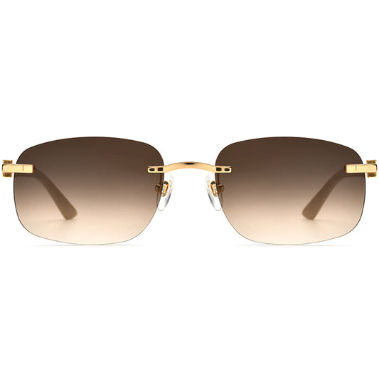 Buffalo Horn Rimless Square Sunglasses Tea - MCROONS - front view