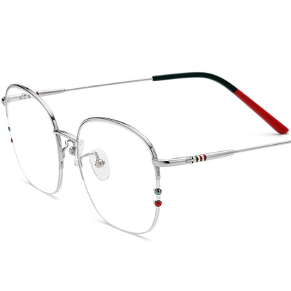 Oversized Square Titanium Optical Glasses - Silver - MCROONS