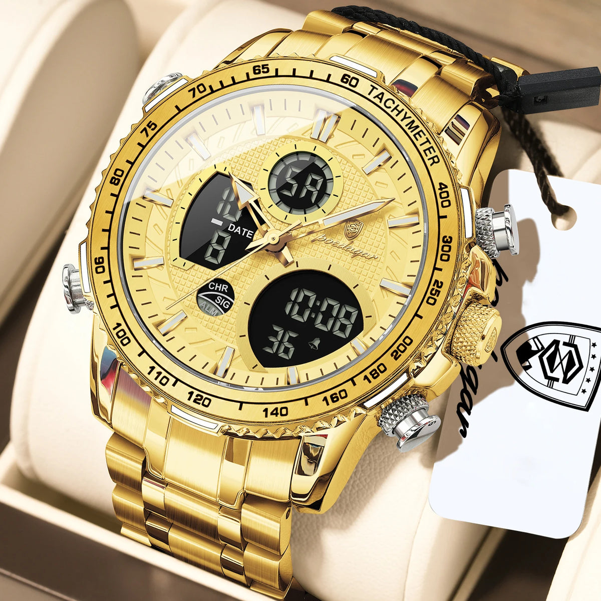 Poedagar E127 Men's Luxury Chronograph Quartz Watch – Stainless Steel Band, Waterproof, Luminous, Date