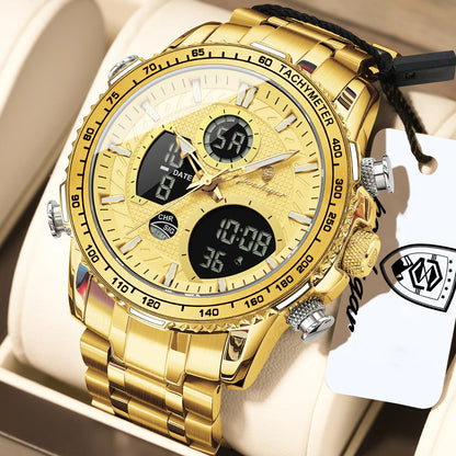 Poedagar E127 Men's Luxury Chronograph Quartz Watch – Stainless Steel Band, Waterproof, Luminous, Date