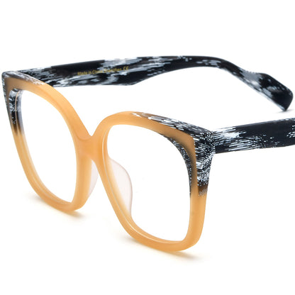Retro Oversized Cat Eye Matte Acetate Optical Glasses Frame - Matte Yellow - MCROONS