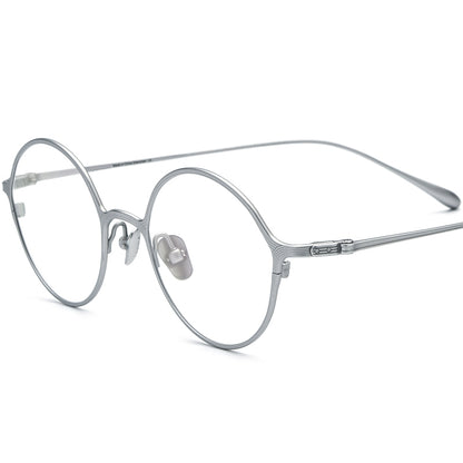 Pure Titanium Round Optical Glasses Frame - Silver - MCROONS