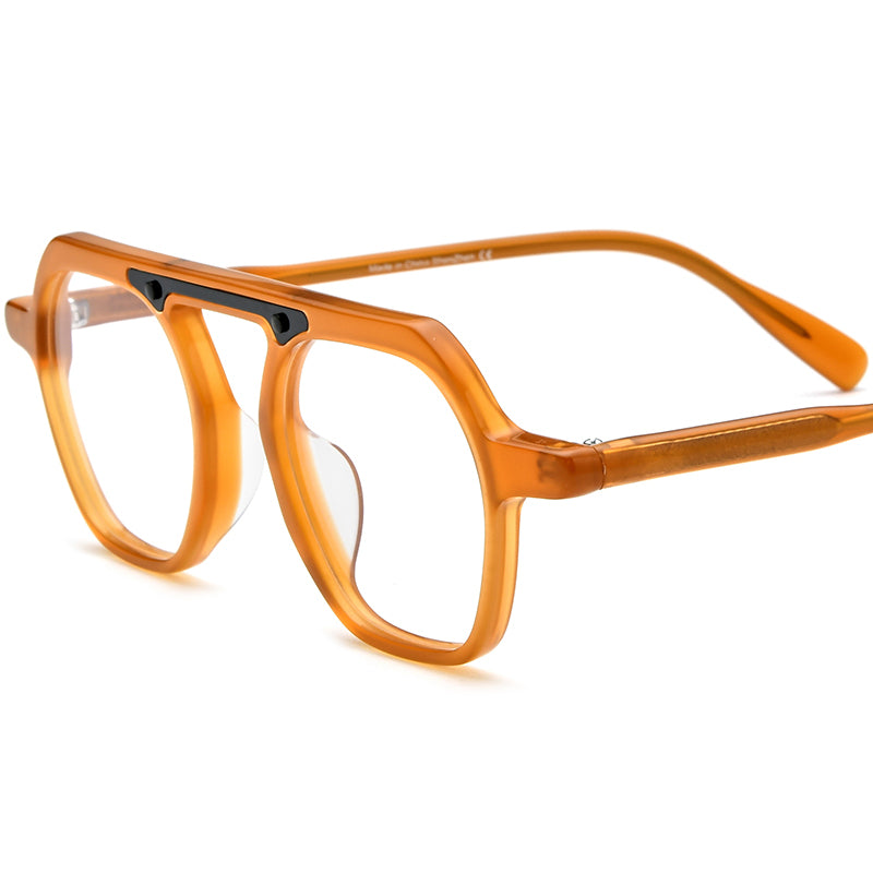 Fashionable Acetate Pilot Optical Glasses Frame - Orange - MCROONS