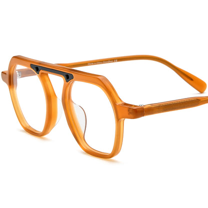 Fashionable Acetate Pilot Optical Glasses Frame - Orange - MCROONS