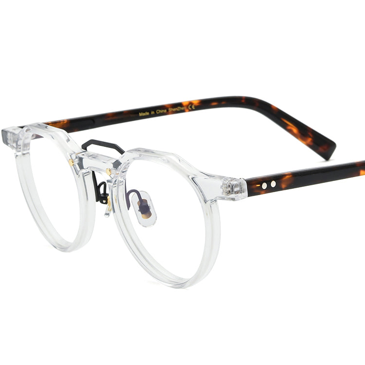 Retro Round Acetate Optical Glasses Frame - Transparent - MCROONS
