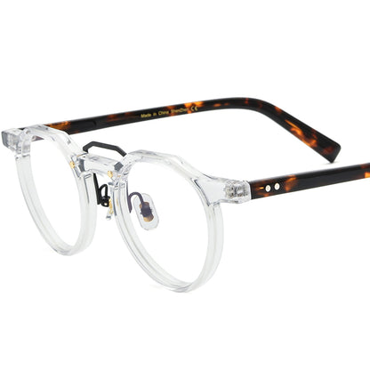 Retro Round Acetate Optical Glasses Frame - Transparent - MCROONS