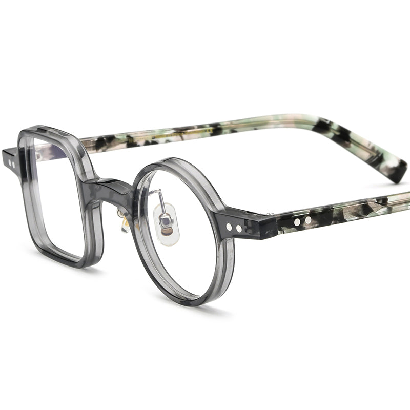 Vintage Asymmetric Acetate Optical Glasses Frame - Transparent Gray - MCROONS