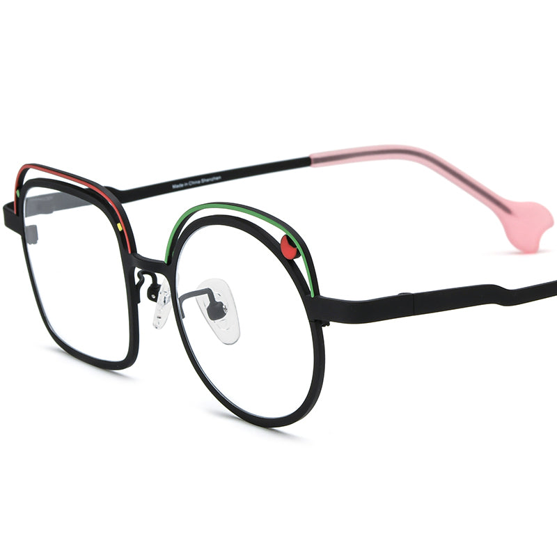 Titanium Square Optical Glasses Frame Retro Fashion - Black - MCROONS