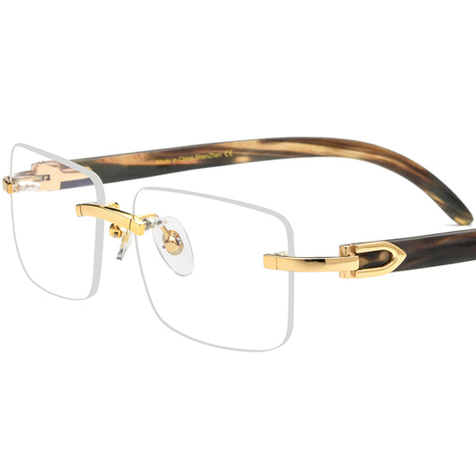 Buffalo Horn Rimless Square Optical Glasses Frame - MCROONS - Random