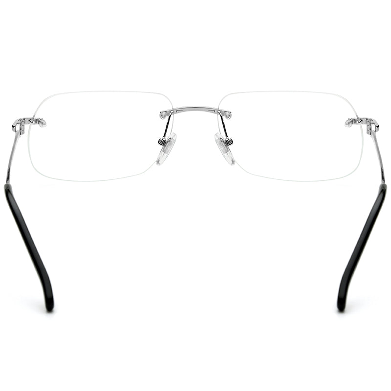 Rimless Square Alloy Optical Glasses Frame - MCROONS - Silver back view