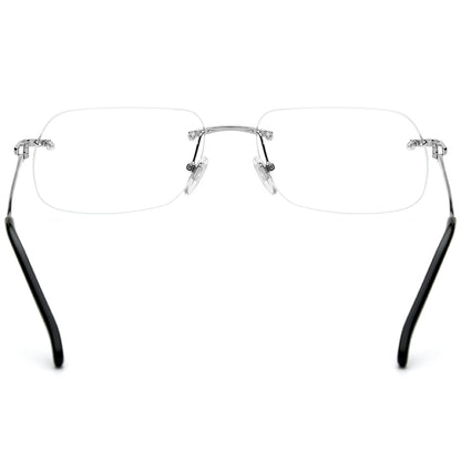 Rimless Square Alloy Optical Glasses Frame - MCROONS - Silver back view