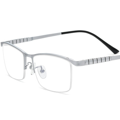 Half-Rim Square Titanium Optical Glasses Frame - Grey - MCROONS