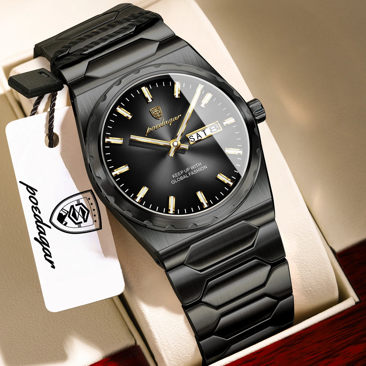 Poedagar 847 Men's Luxury Quartz Watch – Stainless Steel Band, Waterproof, Date