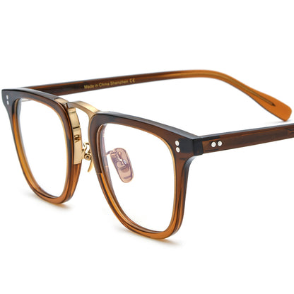 Classic Square Acetate Optical Glasses Frame - Brown - MCROONS