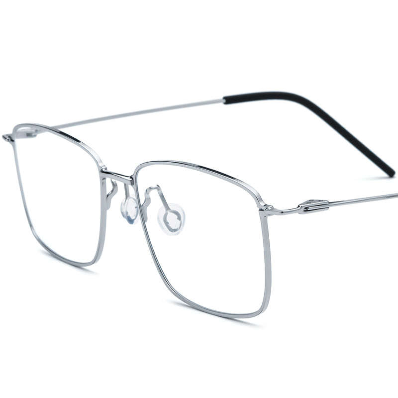 Ultralight Screwless Titanium Square Optical Glasses Frame - Silver - MCROONS