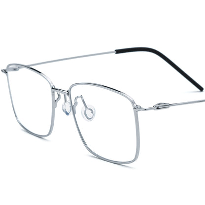 Ultralight Screwless Titanium Square Optical Glasses Frame - Silver - MCROONS