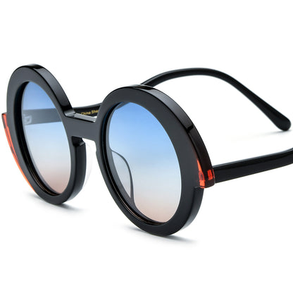 Vintage Polarized Round Sunglasses - Black Gradient Lens - MCROONS