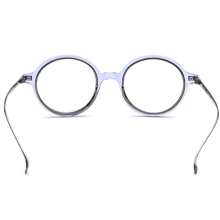 Ridged Temple Round Acetate Glasses Frame - MCROONS - back view