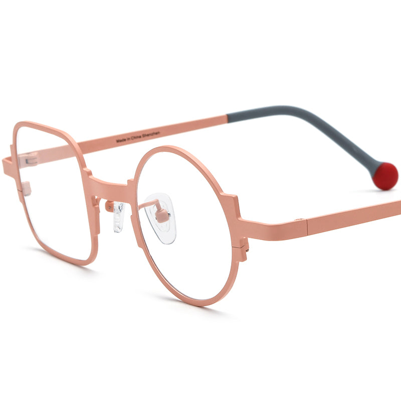 Asymmetric Titanium Square Round Optical Glasses Designer - Orange - MCROONS