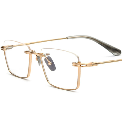 Rimless Square Titanium Optical Glasses Frame - Gold - MCROONS