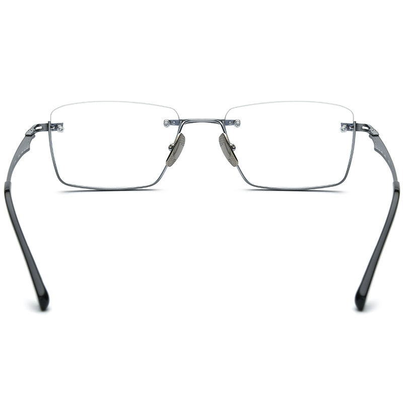 Rimless Square Titanium Optical Glasses Frame - MCROONS - bridge detail