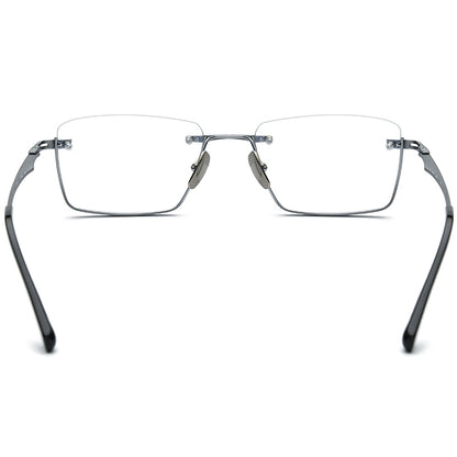 Rimless Square Titanium Optical Glasses Frame - MCROONS - bridge detail