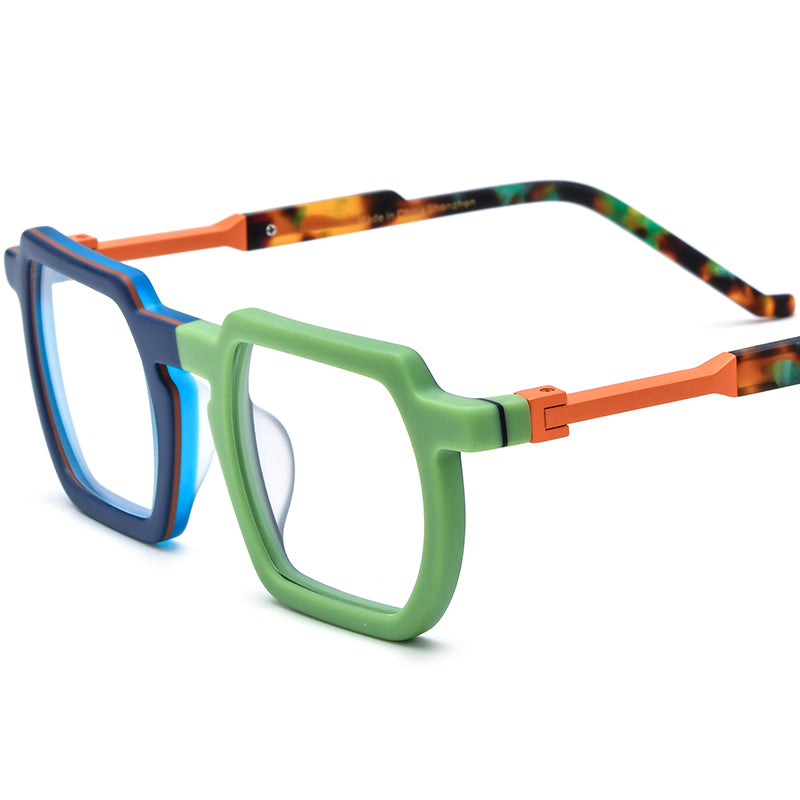 Matte Acetate Square Optical Glasses Frame Multicolour - Matte Blue Green - MCROONS