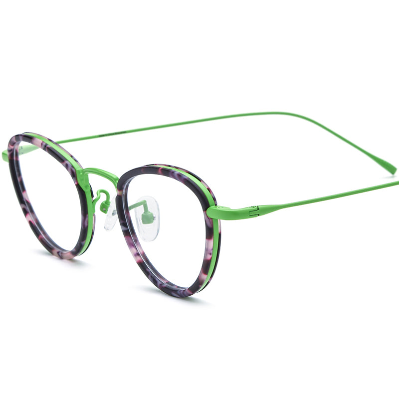 Vintage Acetate Titanium Cat Eye Optical Glasses - Green - MCROONS