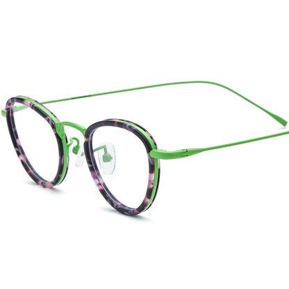 Vintage Acetate Titanium Cat Eye Optical Glasses - Green - MCROONS