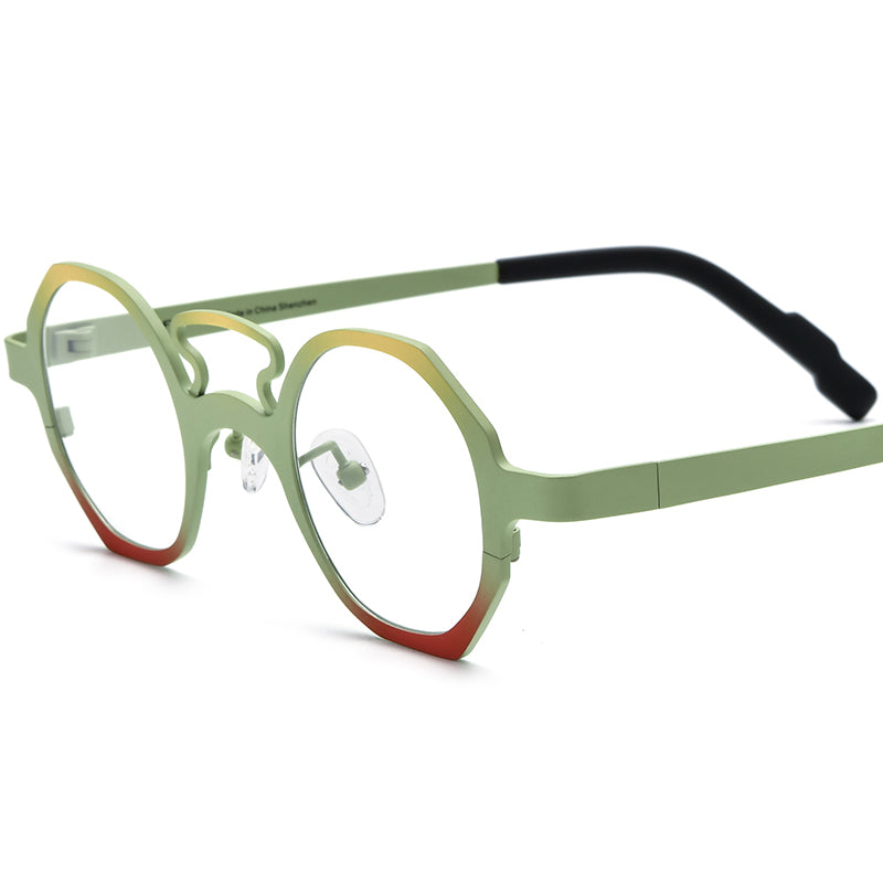 Matte Titanium Polygon Optical Glasses Frame - Matte Light Green - MCROONS