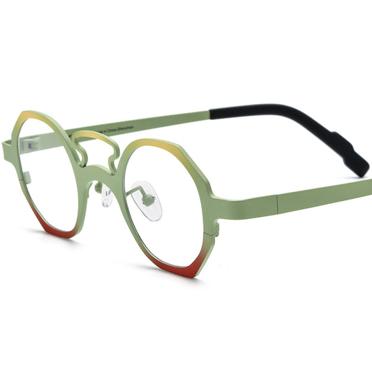Matte Titanium Polygon Optical Glasses Frame - Matte Light Green - MCROONS