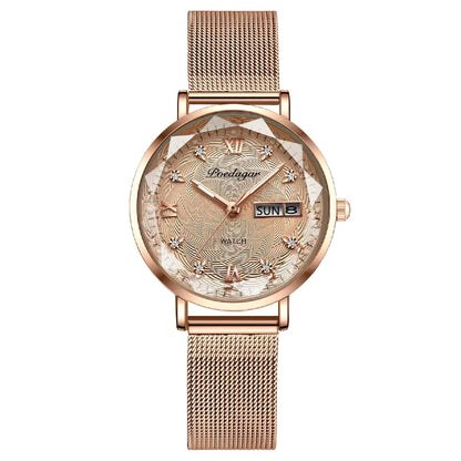 Poedagar 3012 Women's Luxury Quartz Watch – Stainless Steel Band, Waterproof, Date
