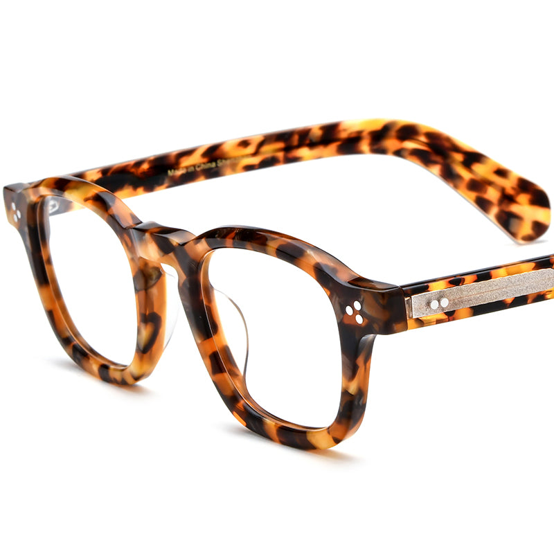 Vintage Retro Acetate Square Optical Glasses - Leopard - MCROONS