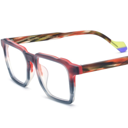 Retro Multicolour Square Matte Acetate Optical Glasses Frame - Matte Red - MCROONS