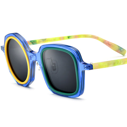 Retro Irregular Acetate Polarized Sunglasses UV400 - Blue - MCROONS
