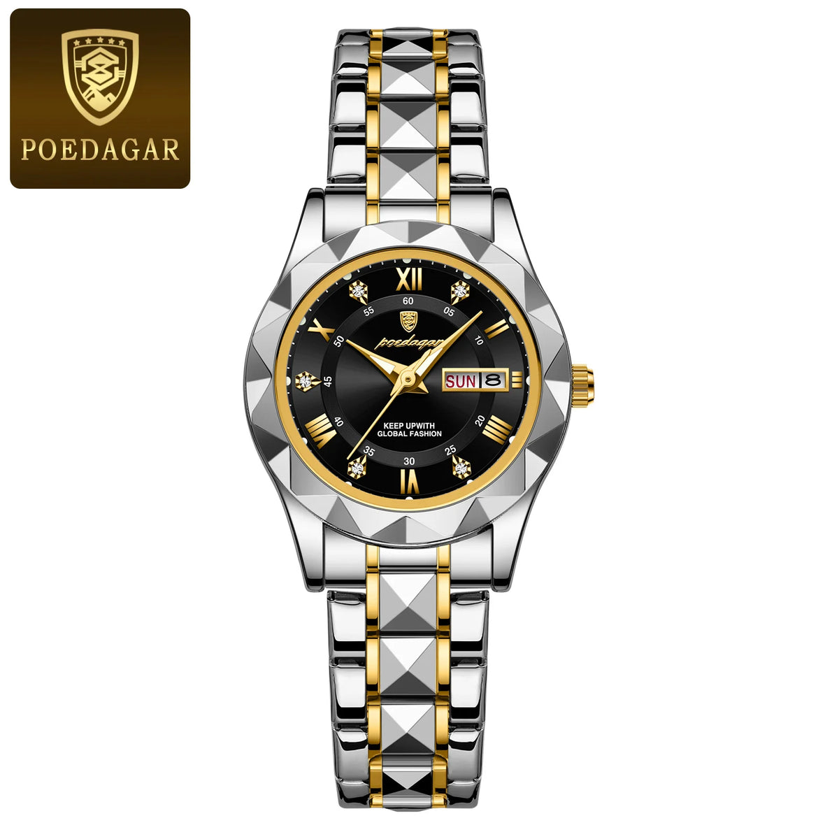 Poedagar 306 Women's Luxury Quartz Watch – Stainless Steel Band, Waterproof, Luminous, Date