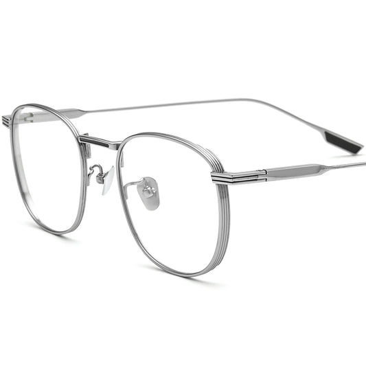 Retro Pure Titanium Square Optical Glasses - Silver - MCROONS