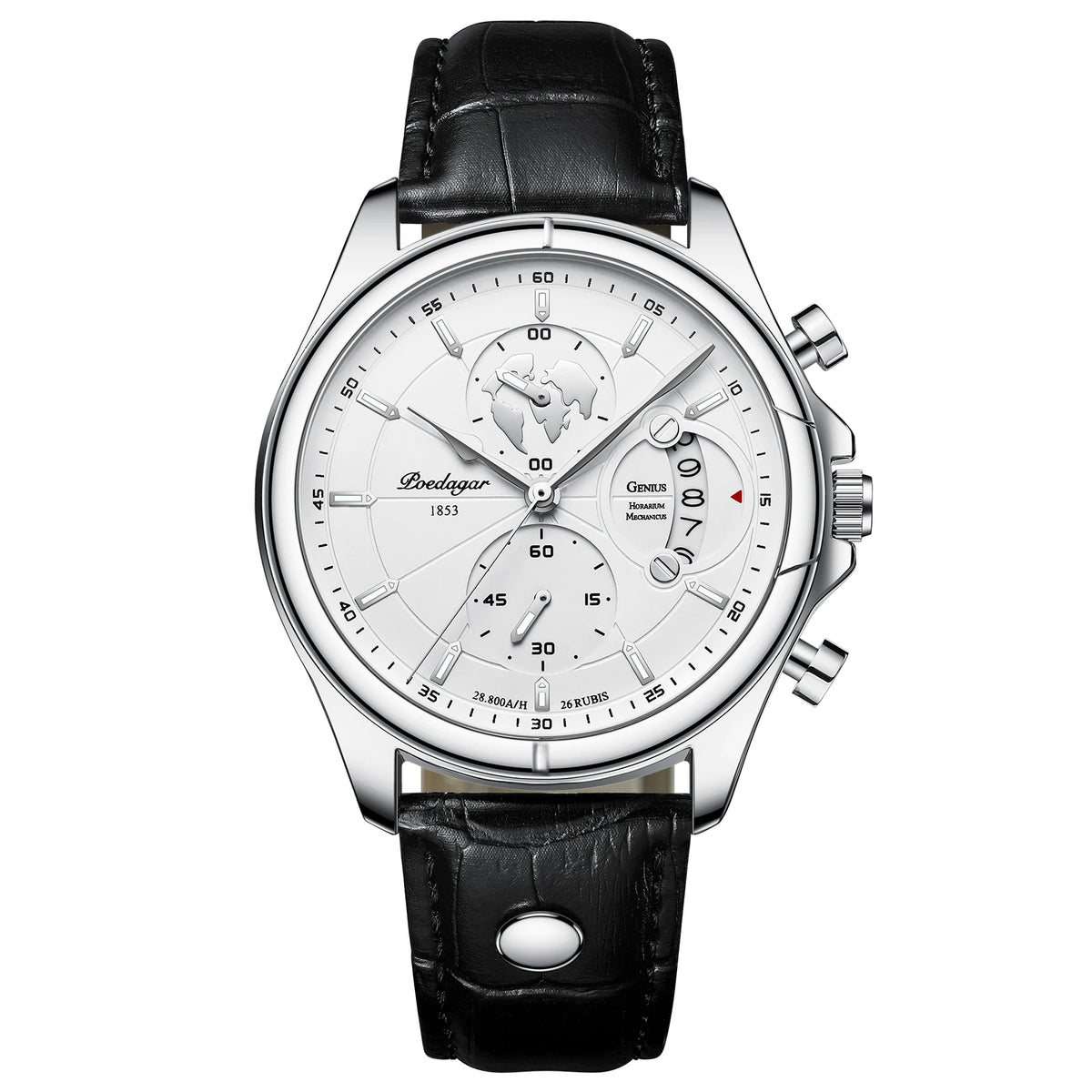 Poedagar 989 Men's Luxury Chronograph Quartz Watch – Leather Strap, Waterproof, Luminous, Date