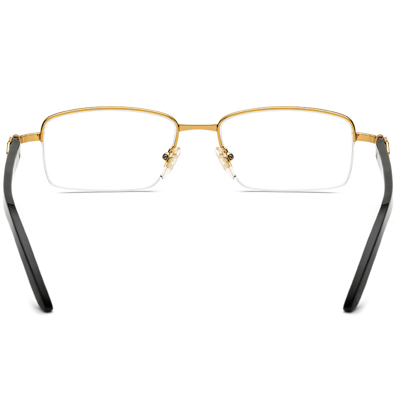 Half-Rim Square Buffalo Horn Optical Frame - MCROONS - Black back view