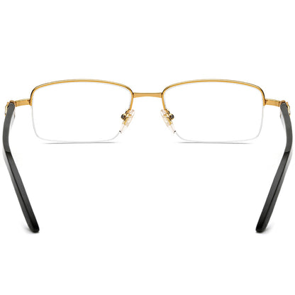 Half-Rim Square Buffalo Horn Optical Frame - MCROONS - Black back view