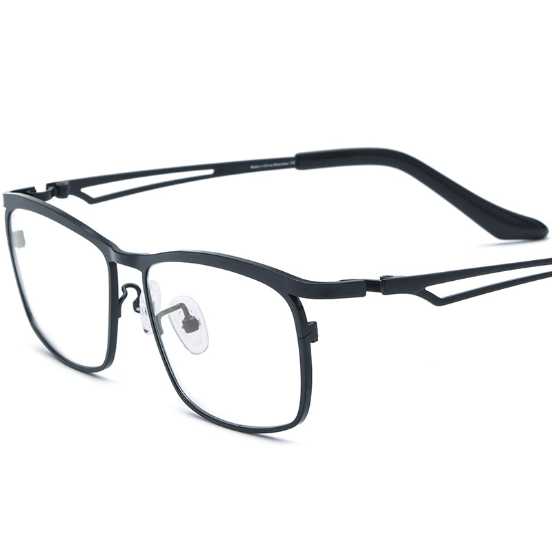 Square Titanium Optical Glasses Frame Japanese Style - Black - MCROONS