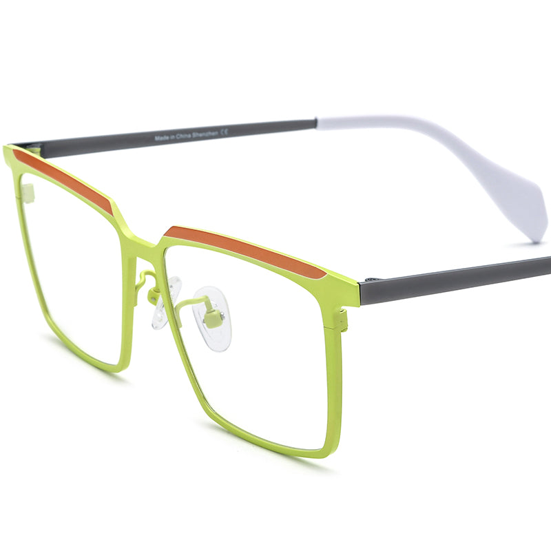 Retro Colourful Titanium Square Glasses - Matte Orange Yellow - MCROONS