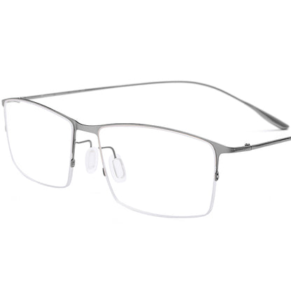 Half-Rim Square Metal Optical Glasses Frame - Gray - MCROONS