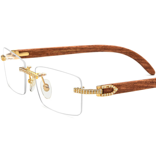 Crystal-Set Square Wood Optical Glasses Frame - MCROONS - Wood