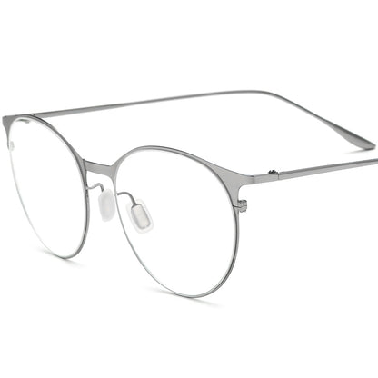 Ultralight Titanium Alloy Round Optical Glasses - Silver - MCROONS