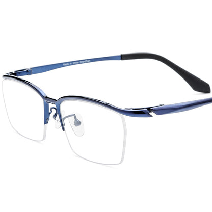 Ultralight Titanium Half-Rim Square Optical Glasses Frame - MCROONS - Blue